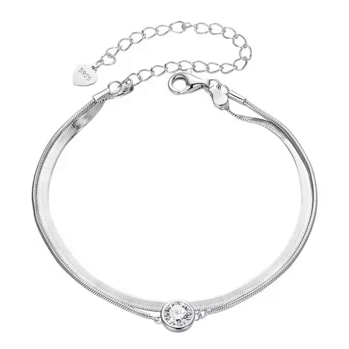 Βραχιόλι Bamoer Msb022 με Μοϊσσανίτη, Ασήμι 925, Ασημί