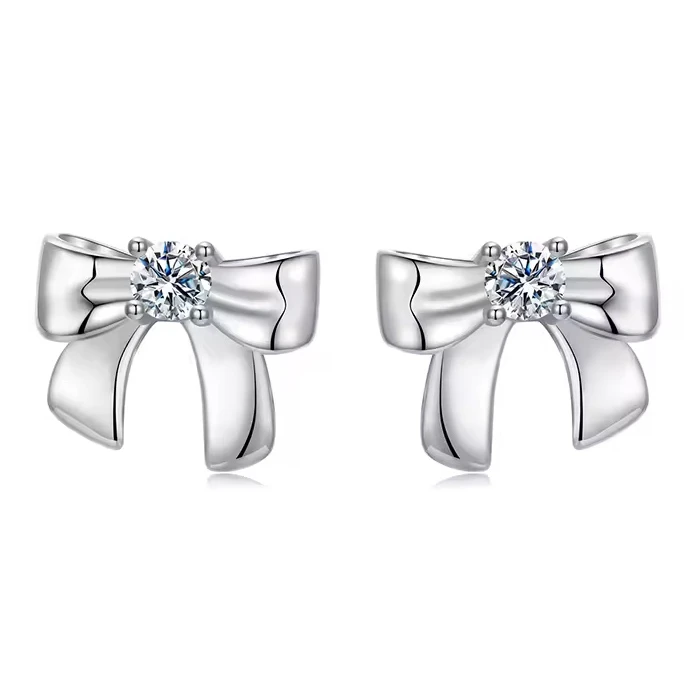 BAMOER σκουλαρίκια καρφωτά με μοϊσσανίτη ασήμι 925