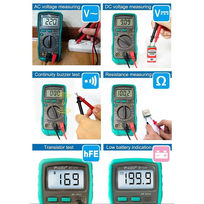 PROSKIT ψηφιακό πολύμετρο MT-1210 (AC/DC, True RMS, με Buzzer)