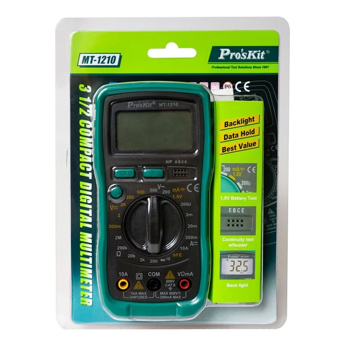 PROSKIT ψηφιακό πολύμετρο MT-1210 (AC/DC, True RMS, με Buzzer)