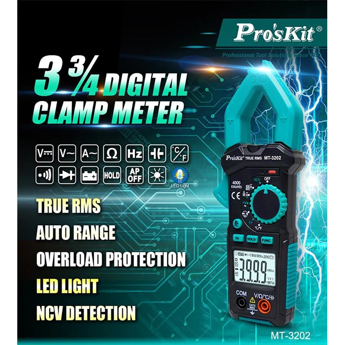 Αμπεροτσιμπίδα Ψηφιακή Proskit MT-3202, 600A AC, NCV, True RMS