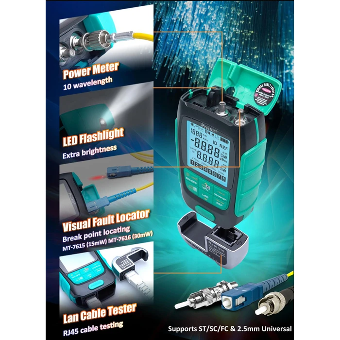 Πολύμετρο Proskit οπτικών ινών MT-7616, μέτρηση ισχύος & VFL, 30mW