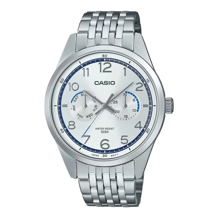 Casio Men's Analog Quartz Watch MTP-E340D-7AVDF 50.5mm Grey Stainless Steel
