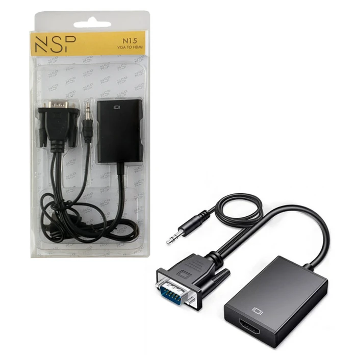 Μετατροπέας VGA NSP N15 (8336560) 3.5mm αρσενικό σε HDMI θηλυκή θύρα 1920?1080