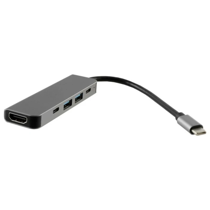 Docking Station NSP N16 5 σε 1 (8340239) Type-C σε HDMI 4K με 2 θύρες USB 3.0+2.0, PD 3.0 και Type-C 3.0 Γκρι