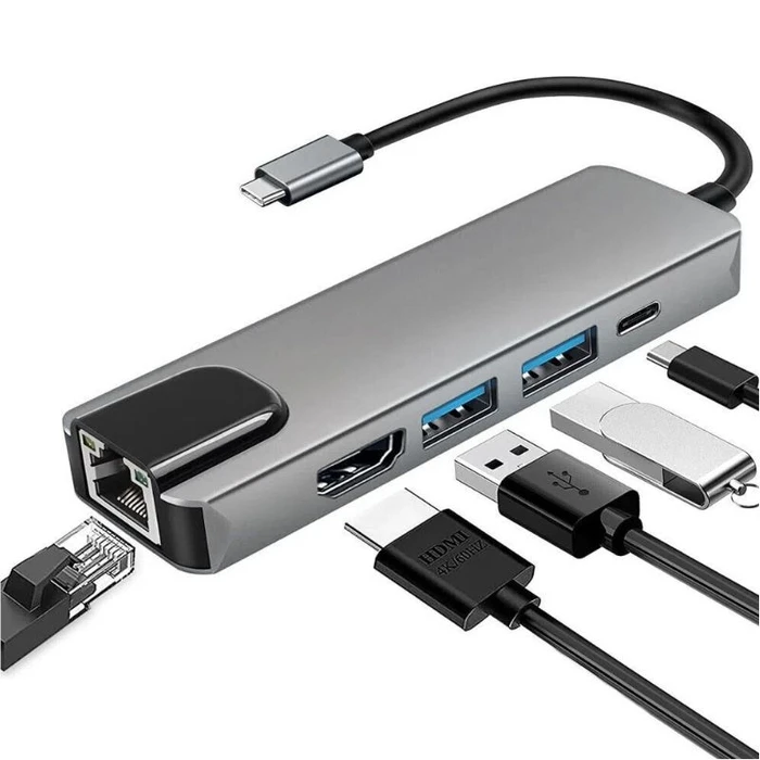 Docking Station NSP N18 5 IN 1 (8340284) Type-C σε USB 3.0, με RJ45, PD, 2 USB 3.0 και HDMI 4K