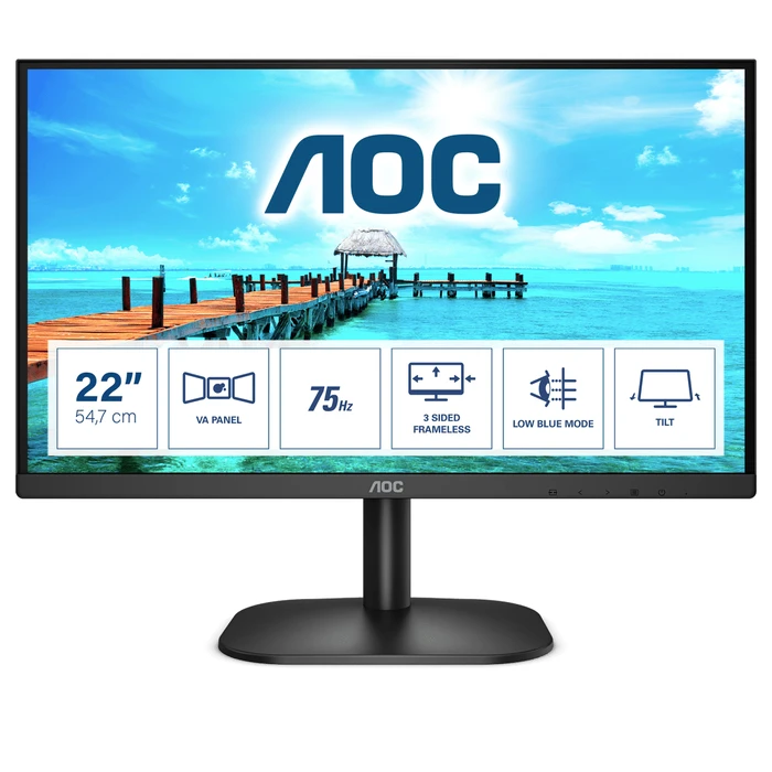 Monitor 21.5" AOC B2 22B2H/EU LED 54.6 cm 1920 x 1080 pixels Full HD Black