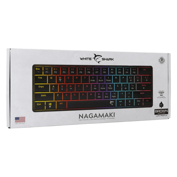 White Shark NAGAMAKI GK-006131 Gaming Μηχανικό Πληκτρολόγιο (US, Low Profile Brown Switch, RGB)