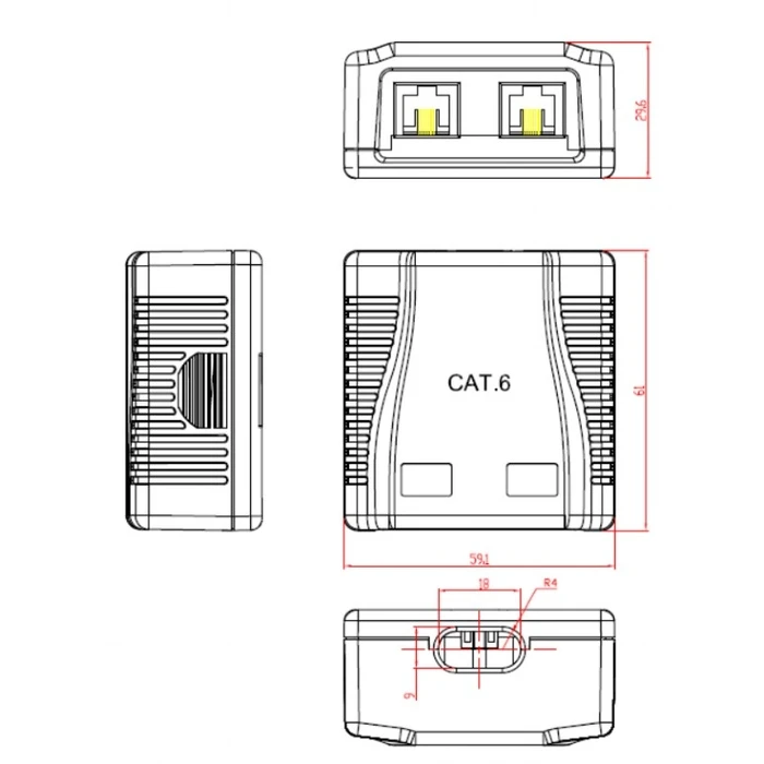 Κουτί Δικτύου Cablexpert CAT5E UTP 2-PORT SURFACE MOUNT BOX