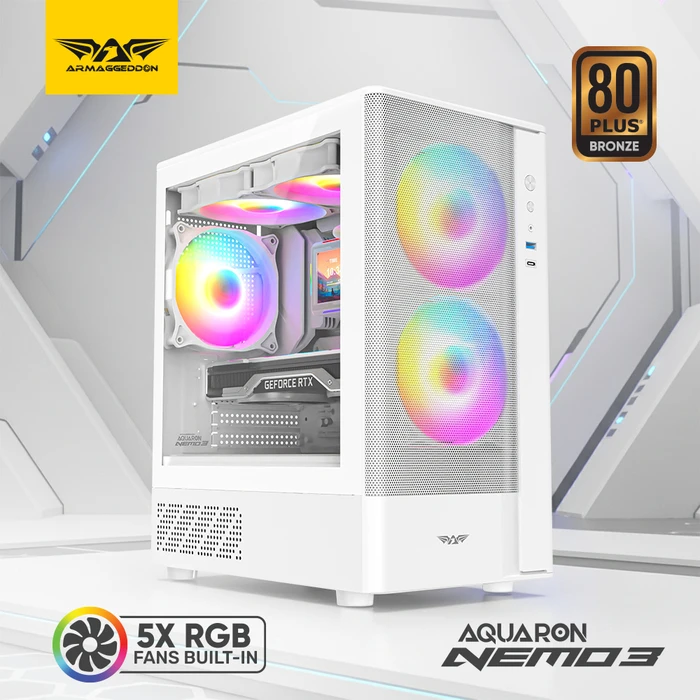 Armaggeddon Aquaron Nemo 3 Mini Tower Κουτί Υπολογιστή Λευκό με Tempered Glass & ARGB