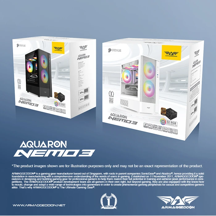 Armaggeddon Aquaron Nemo 3 Mini Tower Κουτί Υπολογιστή Λευκό με Tempered Glass & ARGB