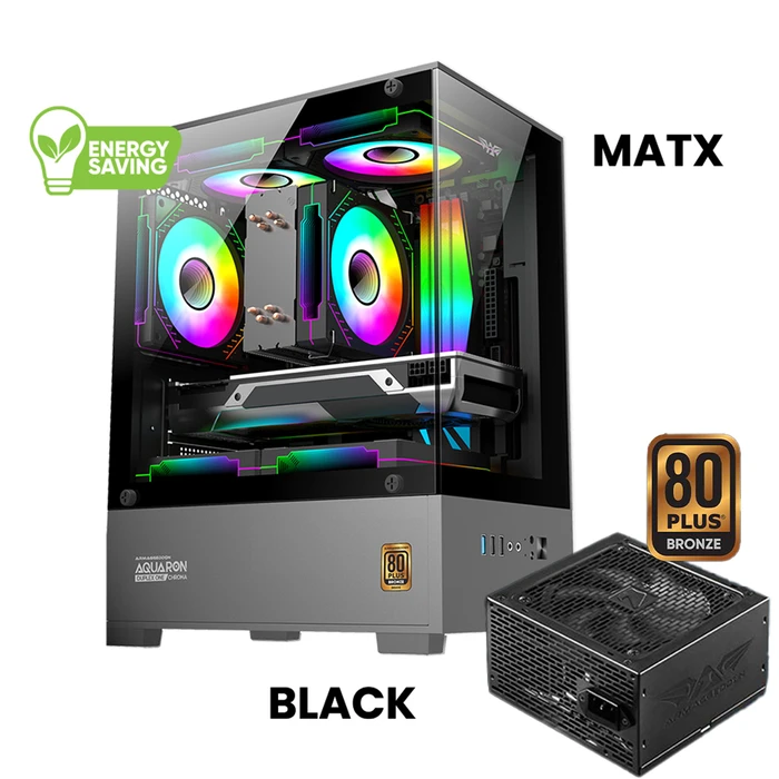 ARMAGGEDDON Κουτί Υπολογιστή με Τροφοδοτικό Aquaron Nemo Black