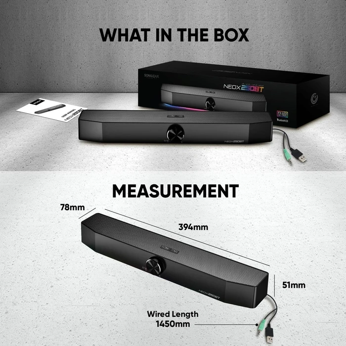 Soundbar Sonic Gear RGB Bluetooth NEOX 250BT 20W Black