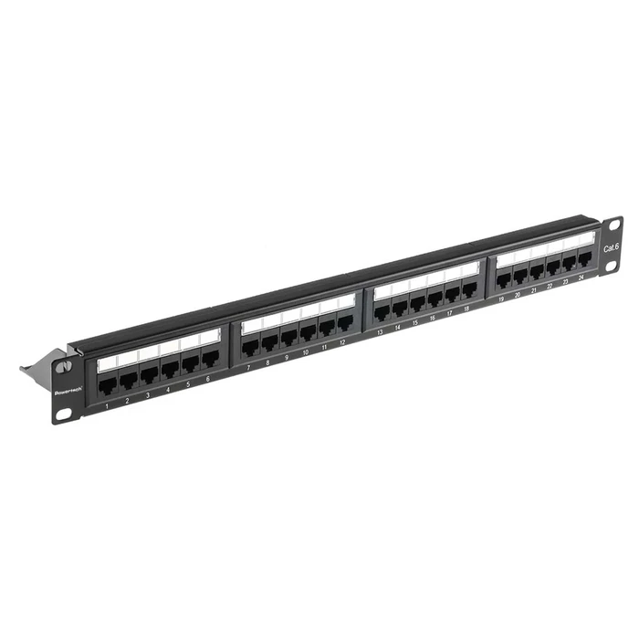 POWERTECH patch panel NETW-0046 για rack 19 1U 24 θυρών CAT 6 UTP μαύρο