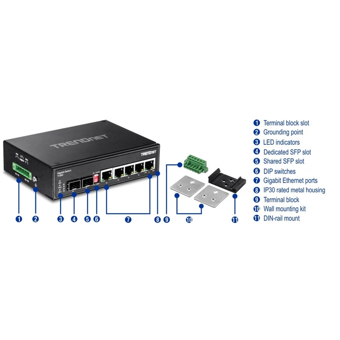 Network Switch TrendNetG bit 5*Gbit 1*Combo S6-port