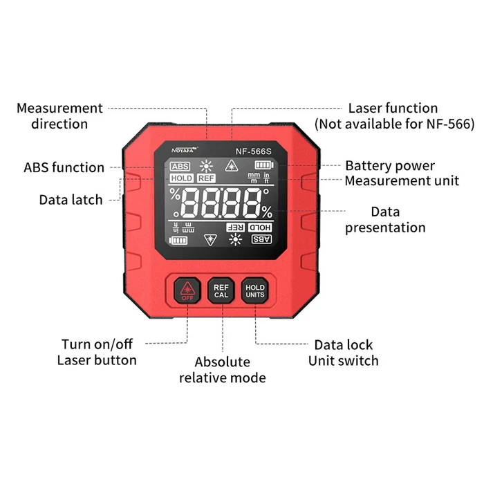 NOYAFA Digital Laser Angle Finder NF-566S (Magnetic Body, 390mAh)