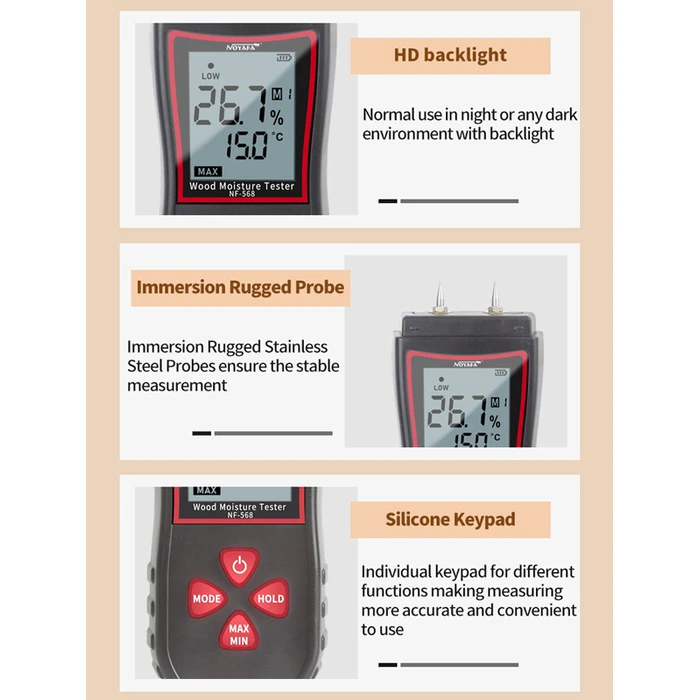 Μετρητής Υγρασίας Ξύλου Noyafa ψηφιακός NF-568