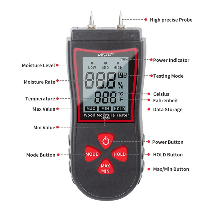Μετρητής Υγρασίας Ξύλου Noyafa ψηφιακός NF-568