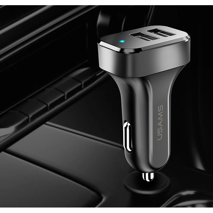 Φορτιστής Αυτοκινήτου Usams C13 & καλώδιο type-C, 2x USB, 2.1A, μαύρο