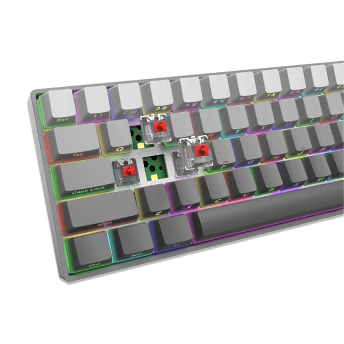 White Shark GK-007711 NUNCHAKU Mechanical Gaming Keyboard - US Layout, Hot-Swap Red Switches, RGB, Gray Gradient (Red)