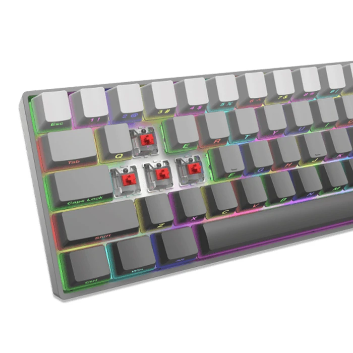 White Shark GK-007711 NUNCHAKU Mechanical Gaming Keyboard - US Layout, Hot-Swap Red Switches, RGB, Gray Gradient (Red)