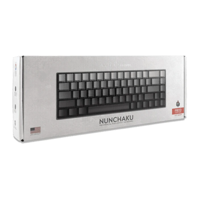White Shark GK-007711 NUNCHAKU Mechanical Gaming Keyboard - US Layout, Hot-Swap Red Switches, RGB, Gray Gradient (Red)