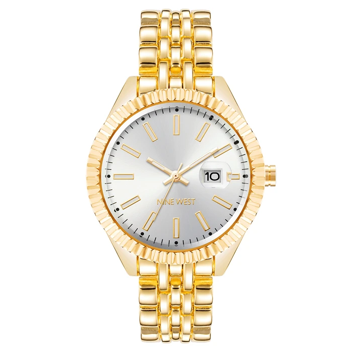 Γυναικείο Ρολόι Nine West Nw-2660Svgb (34mm) Μεταλλικό Μπρασελέ Χρυσό