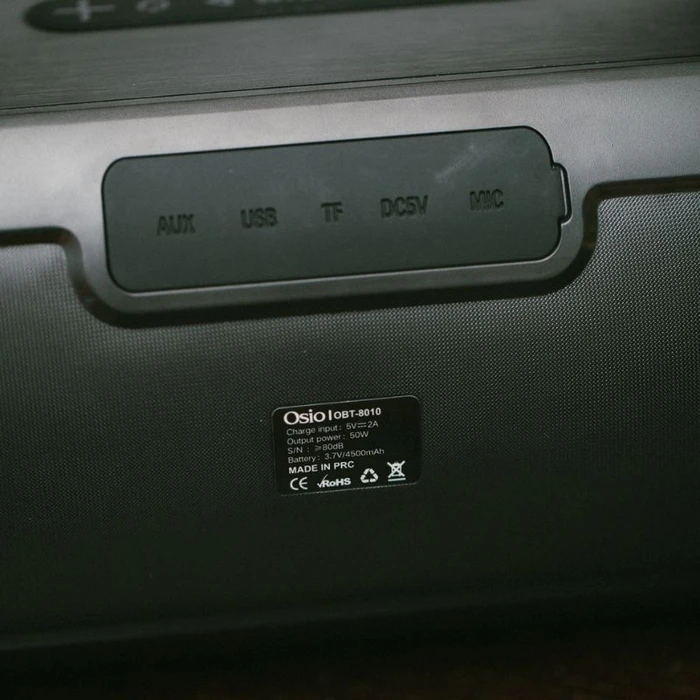 Karaoke Osio OBT-8010 αδιάβροχο με USB, LED, AUX, TF, TWS, FM και ενσ. μικρόφωνο  50 W