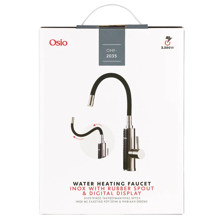 Ταχυθερμαντήρας Osio OHF-2035 βρύση inox ευλύγιστο και με οθόνη 3300 W