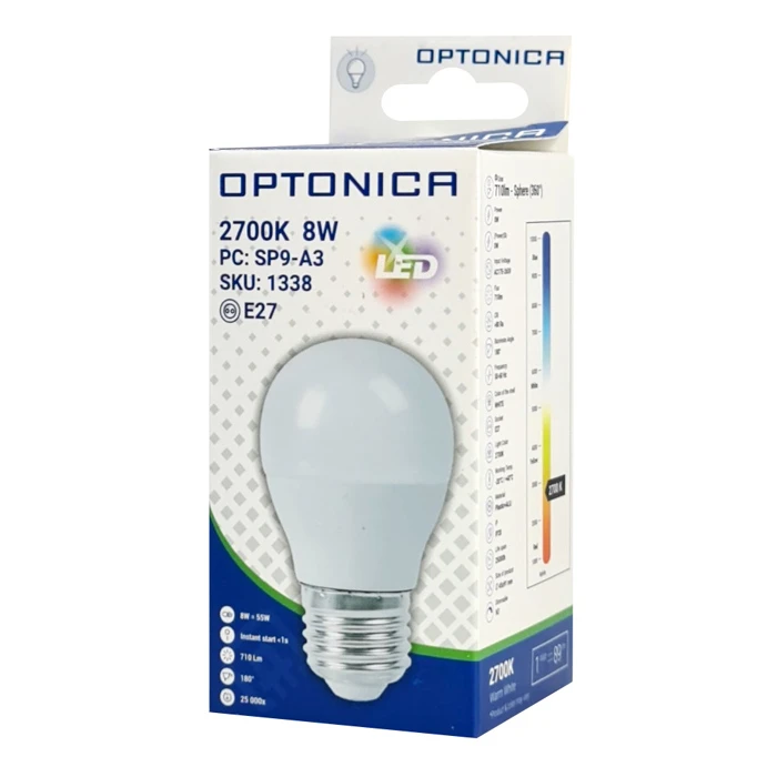 Λάμπα Optonica LED G45 1338 8W 2700K 710lm E27