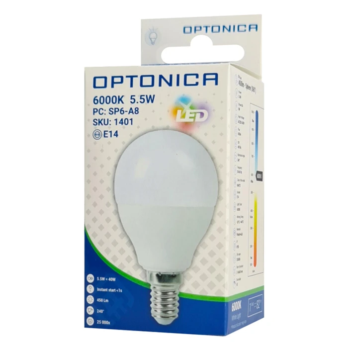 Λάμπα Optonica LED G45 1401 5.5W 6000K E14 450lm