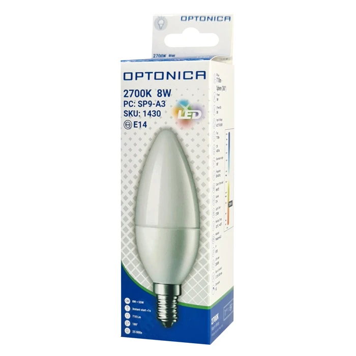 Λάμπα Optonica LED candle C37 1430 8W 2700K 710lm E14