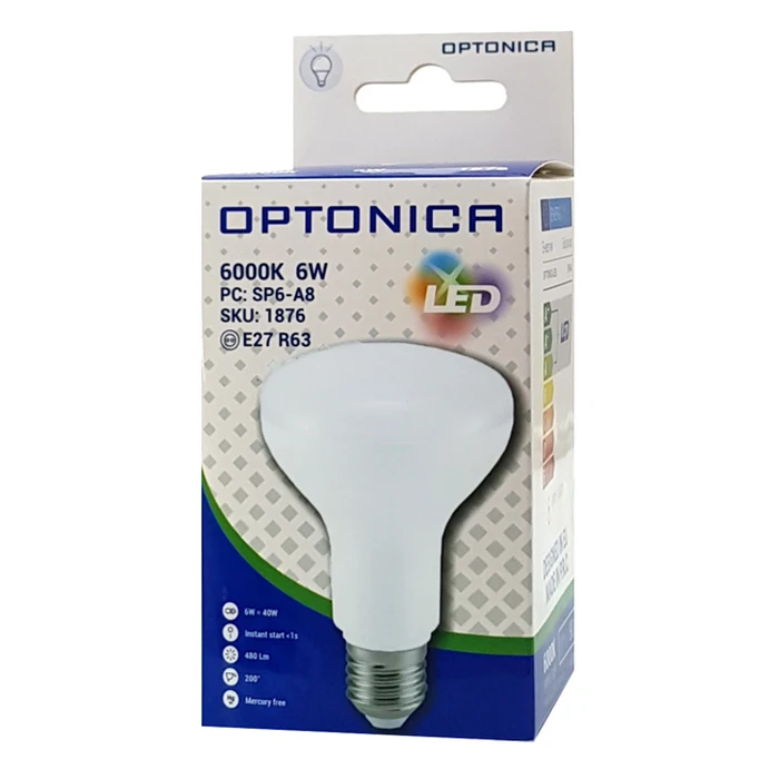 Λάμπα LED Optonica R63 1876, 6W, 6000K, E27, 480lm