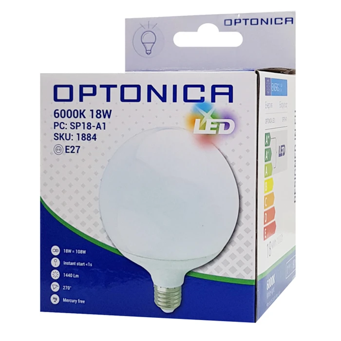 Λάμπα LED Optonica G120 1884, 18W, 6000K, E27, 1440lm