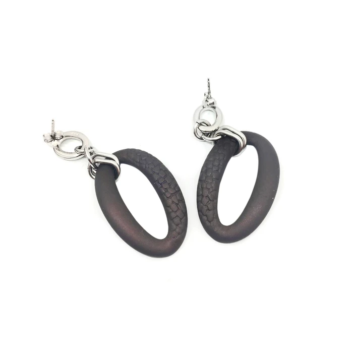 Γυναικεία Σκουλαρίκια Panarea Or1M (5 cm) από Ασήμι Brown-Silver