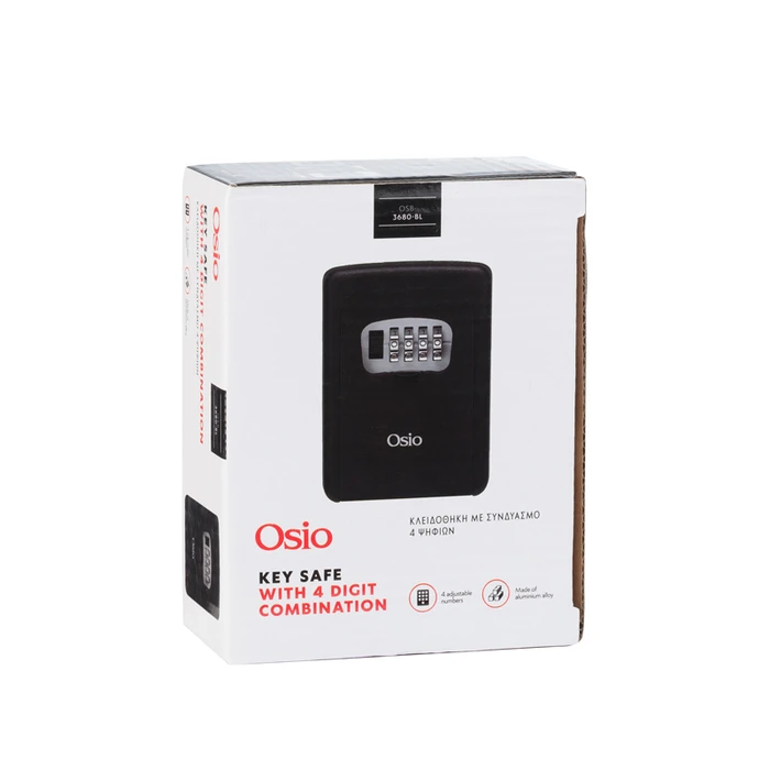 Κλειδοθήκη Μαύρη Από Αλουμίνιο Με Συνδυασμό 4 Ψηφίων Οsio OSB-3680-BL 