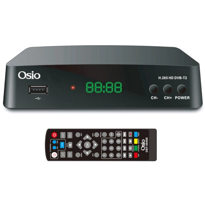 Ψηφιακός Δέκτης Osio OST-3545D DVB-T/T2 Full HD H.265 MPEG-4 με USB και χειριστήριο για TV & δέκτη