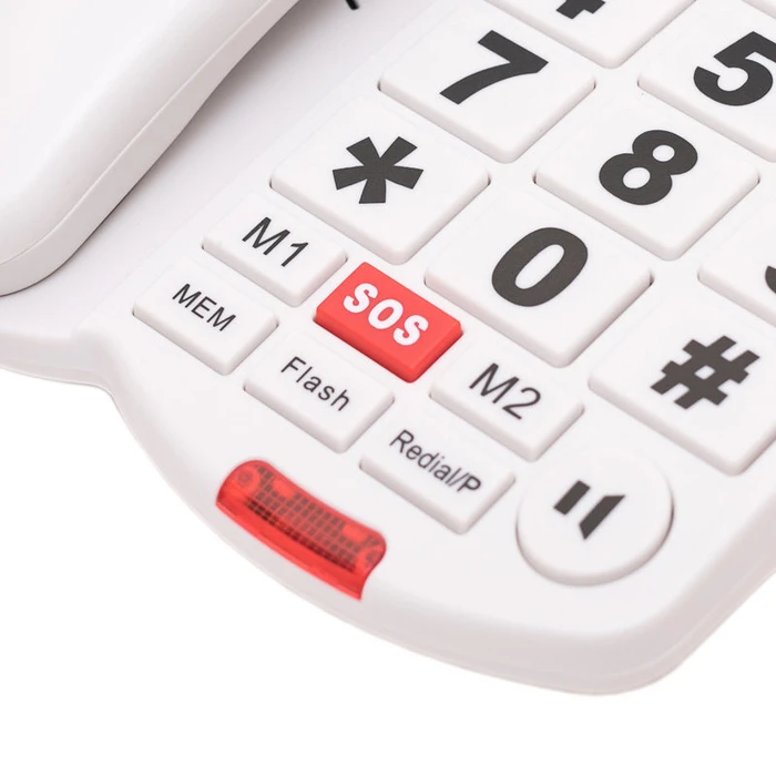 Ενσύρματο Τηλέφωνο Osio OSWB-4760W με μεγάλα πλήκτρα, ανοιχτή ακρόαση και SOS