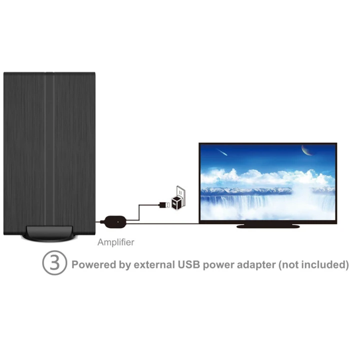 Κεραία Τηλεόρασης 4K Εσωτερικού / Εξωτερικού Χώρου Με Ενισχυτή 28 Db Και USB Osio OTA-3035