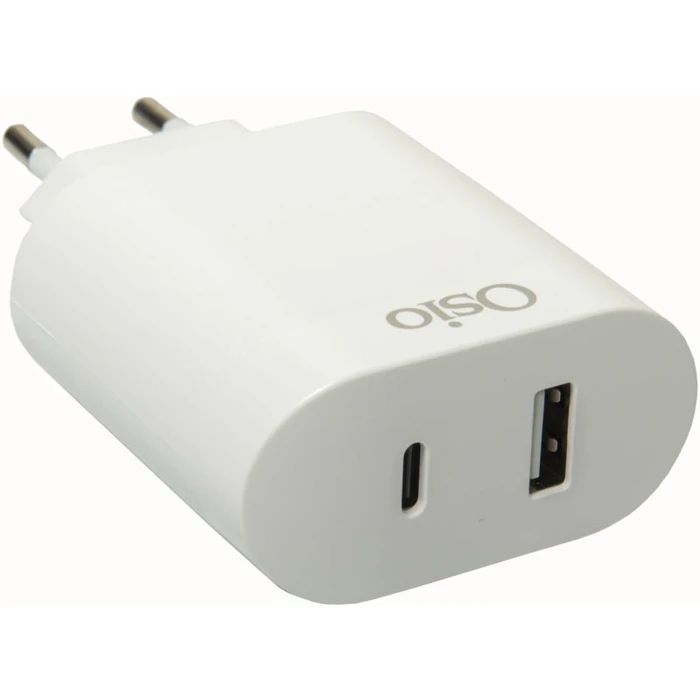 Φορτιστής Πρίζας Osio OTU-5904W Διπλός με USB Type-C και USB Type-A 20W