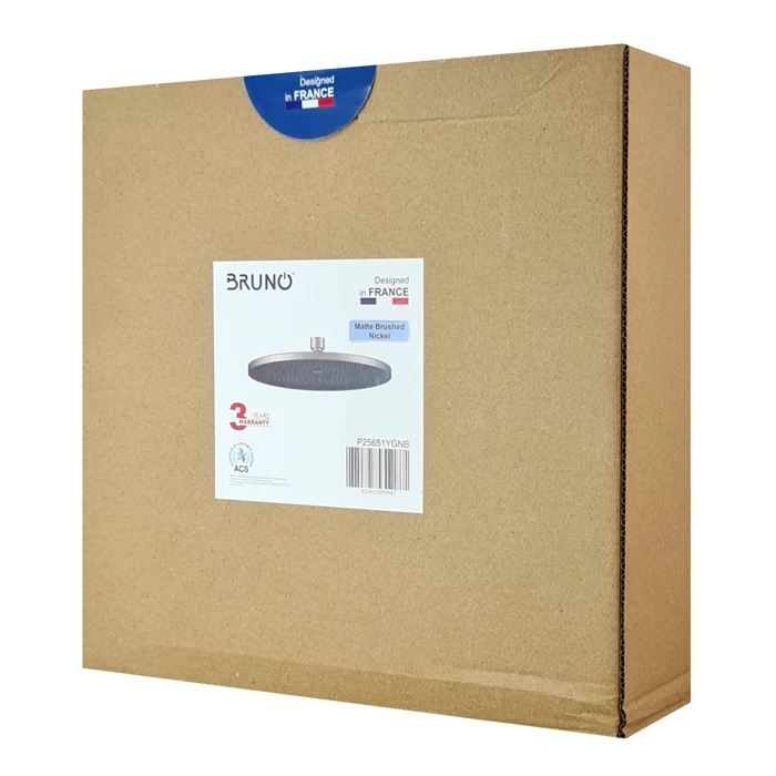 Κεφαλή Ντους Bruno P25651Ygnb, Στρογγυλή, Φ 25.5Cm, Ασημί