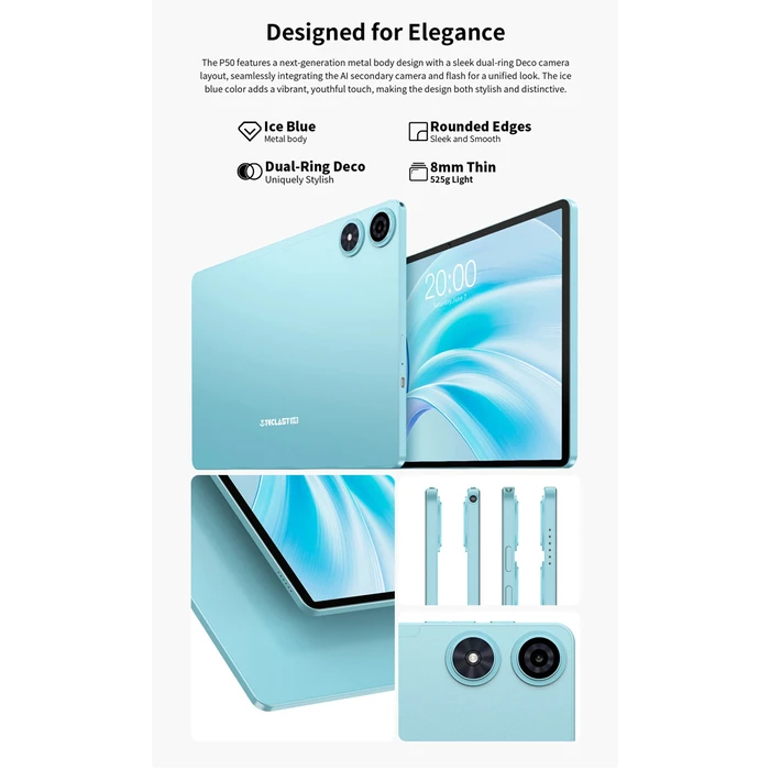 Teclast P50 2025 4G 11" Tablet (8GB/128GB/Πληκτρολόγιο/Στυλό Αφής/Θήκη) Μπλε