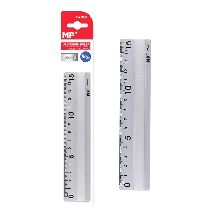 MP Μεταλλικός Χάρακας 15cm Ασημί