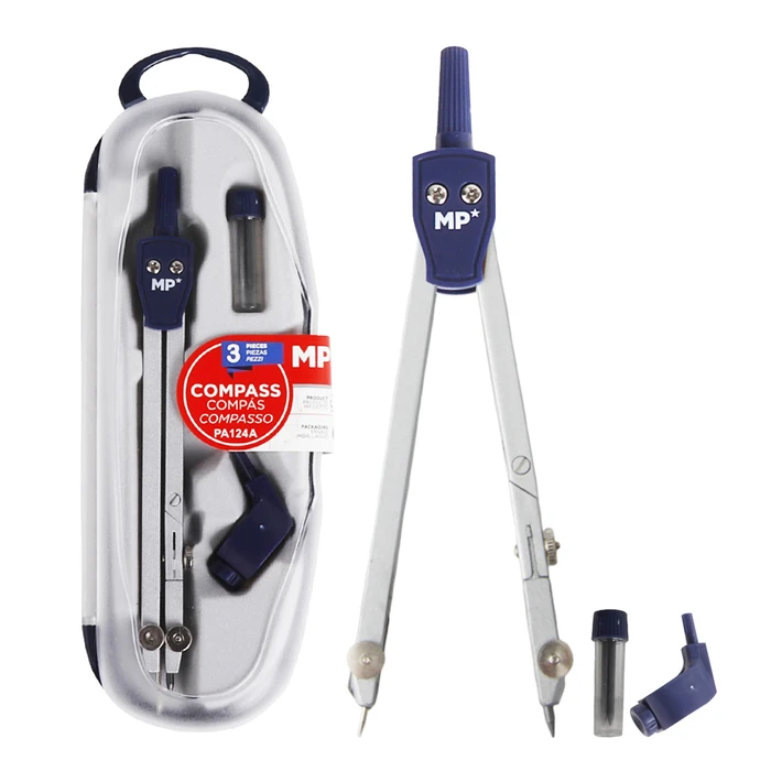 Διαβήτης MP Pa124A με Ανταλλακτικές Μύτες & Ροδέλα, Μεταλλικός, Μπλε