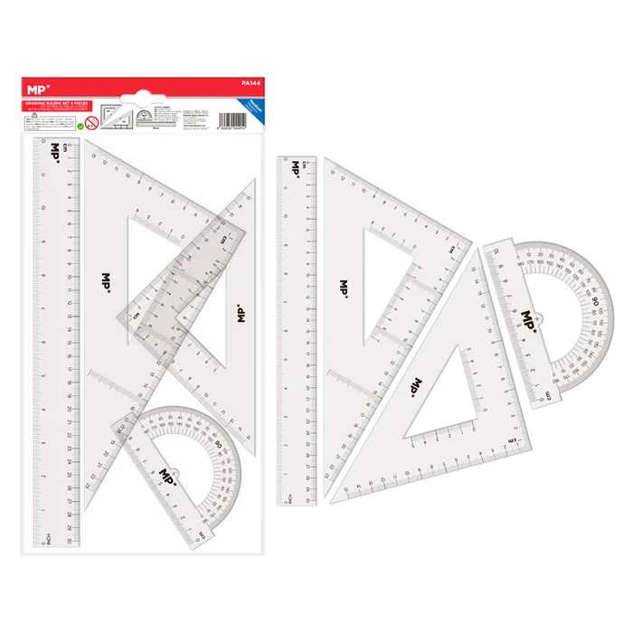 Σετ Χάρακες Mp Pa144 Διάφανο Πλαστικό 4 Τμχ