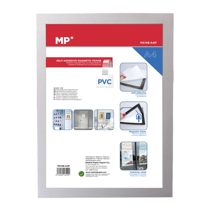 Αυτοκόλλητη Θήκη Ανακοινώσεων MP A4 Pa148 με Μαγνητικό Πλαίσιο, Ασημί