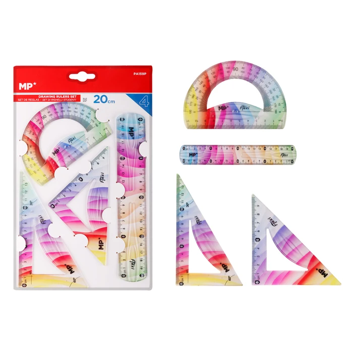 MP Σετ πλαστικοί χάρακες εύκαμπτοι διάφανοι πολύχρωμοι 4 τμχ