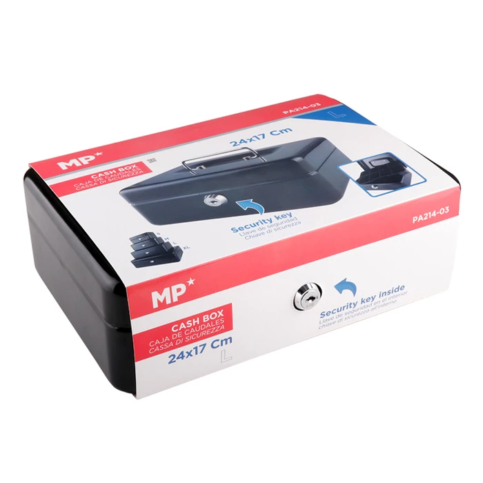 Κουτί Ταμείου MP με κλειδί PA214-03 με Θήκη & Λαβή, μεταλλικό, 24x17cm