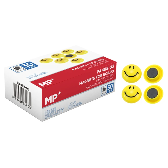 Μαγνήτης Smiley Mp Face Pa488-03 30mm Κίτρινος 12τμχ