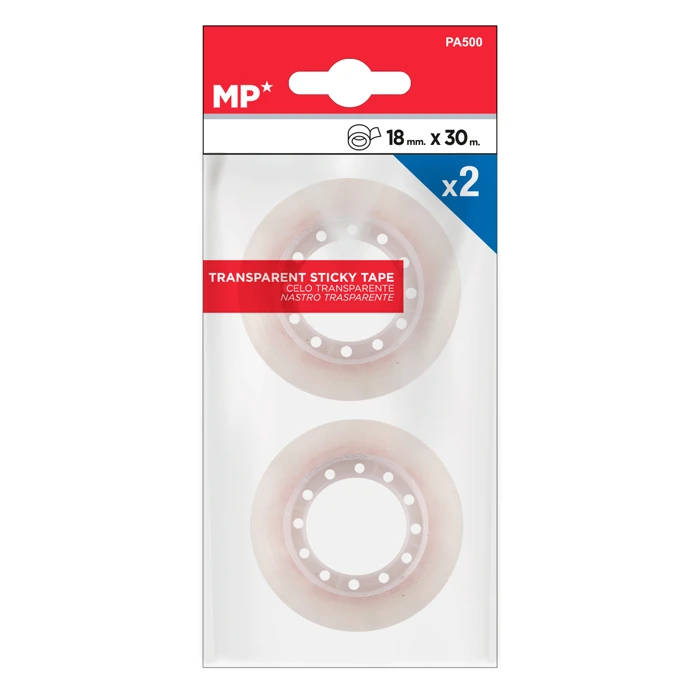 Κολλητική Ταινία Mp Pa500 Διάφανη 18mm 30m 2τμχ